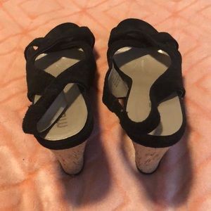 Me Too Black Suede Wedges